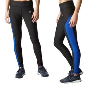 Adidas Climawarm‎ Black Blue Colorblock Active Pull On Legging Pants Size S #537